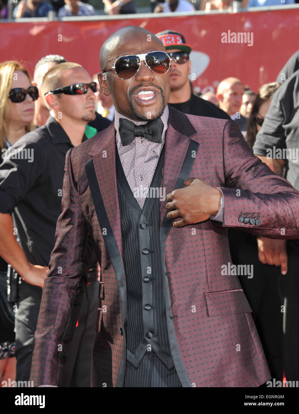 LOS ANGELES, CA - 16. Juli 2014: Boxer Floyd Mayweather Jr. bei den 2014 ESPY Awards im Nokia Theatre LA Leben. Stockfoto
