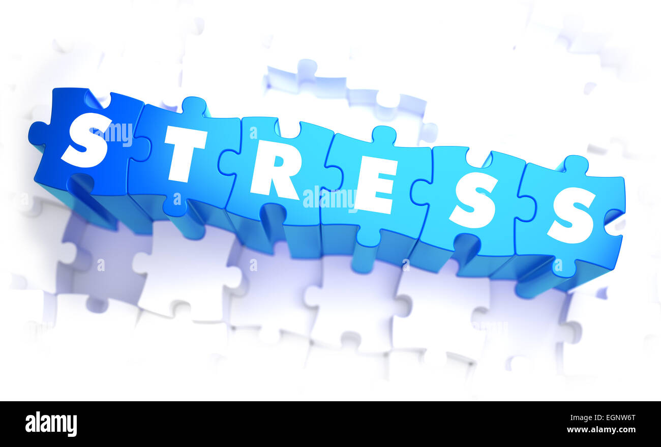 Stress - Wort in blauer Farbe auf Volume Puzzle. Stockfoto