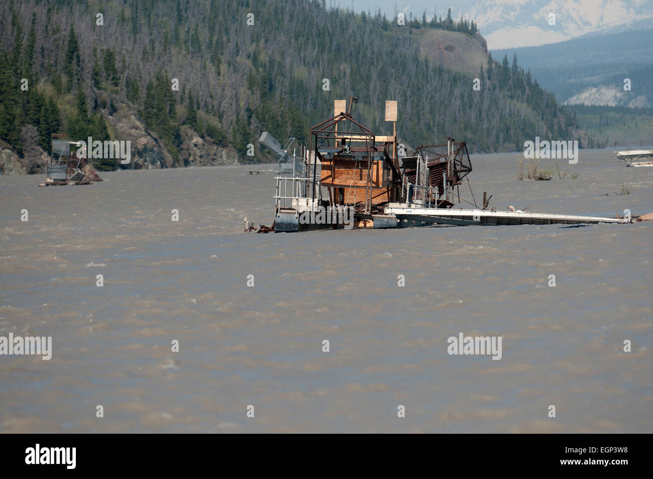 Fishwheel am Copper River in Alaska Stockfoto