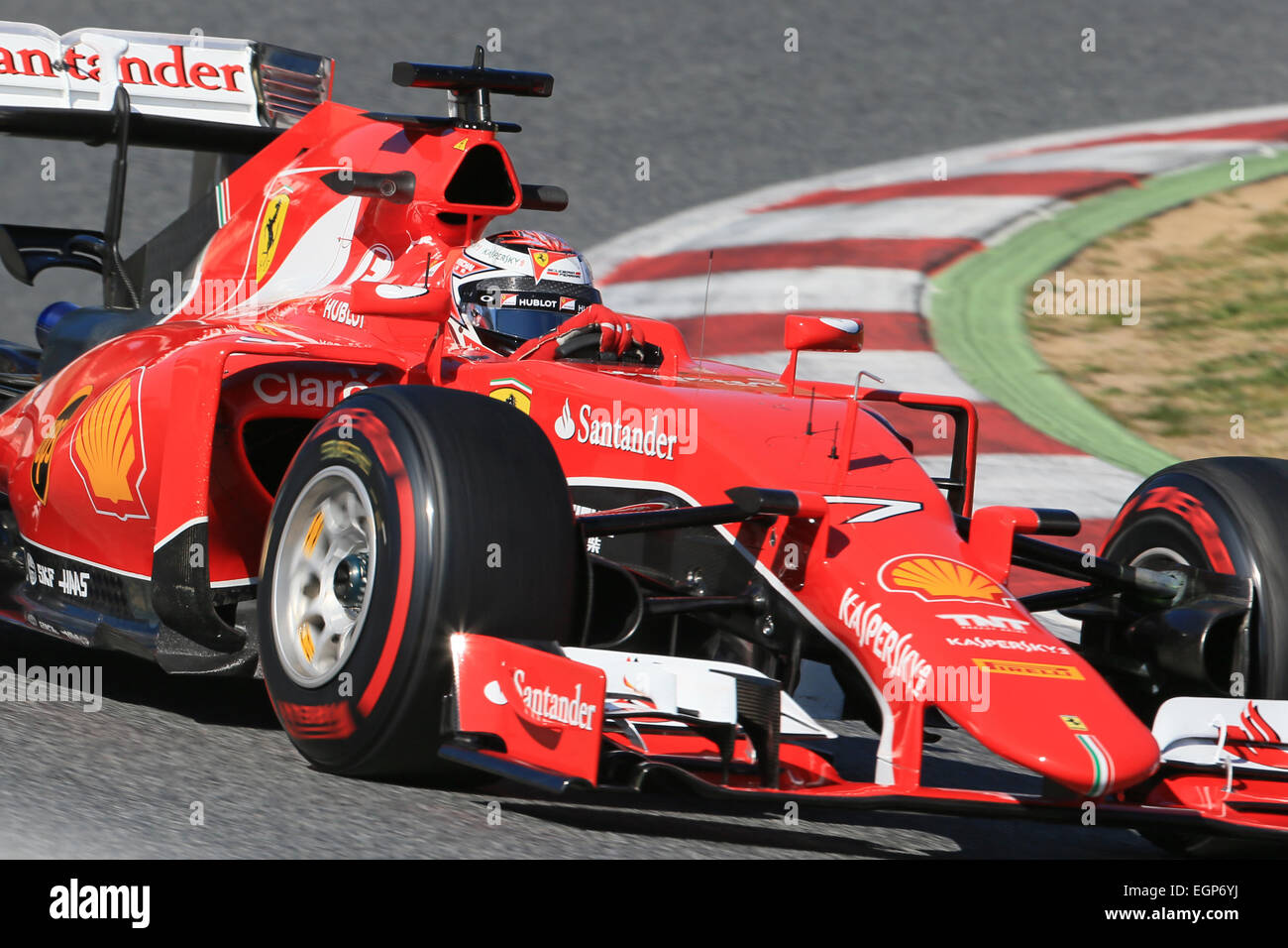 Barcelona, Spanien. 28. Februar 2015. F1 Wintertest in Circuit de Barcelona. Kimi Räikkönen von Scuderia Ferrari F1 Team auf dem Fahrersitz heute für das Team Credit: Action Plus Sport/Alamy Live News Stockfoto