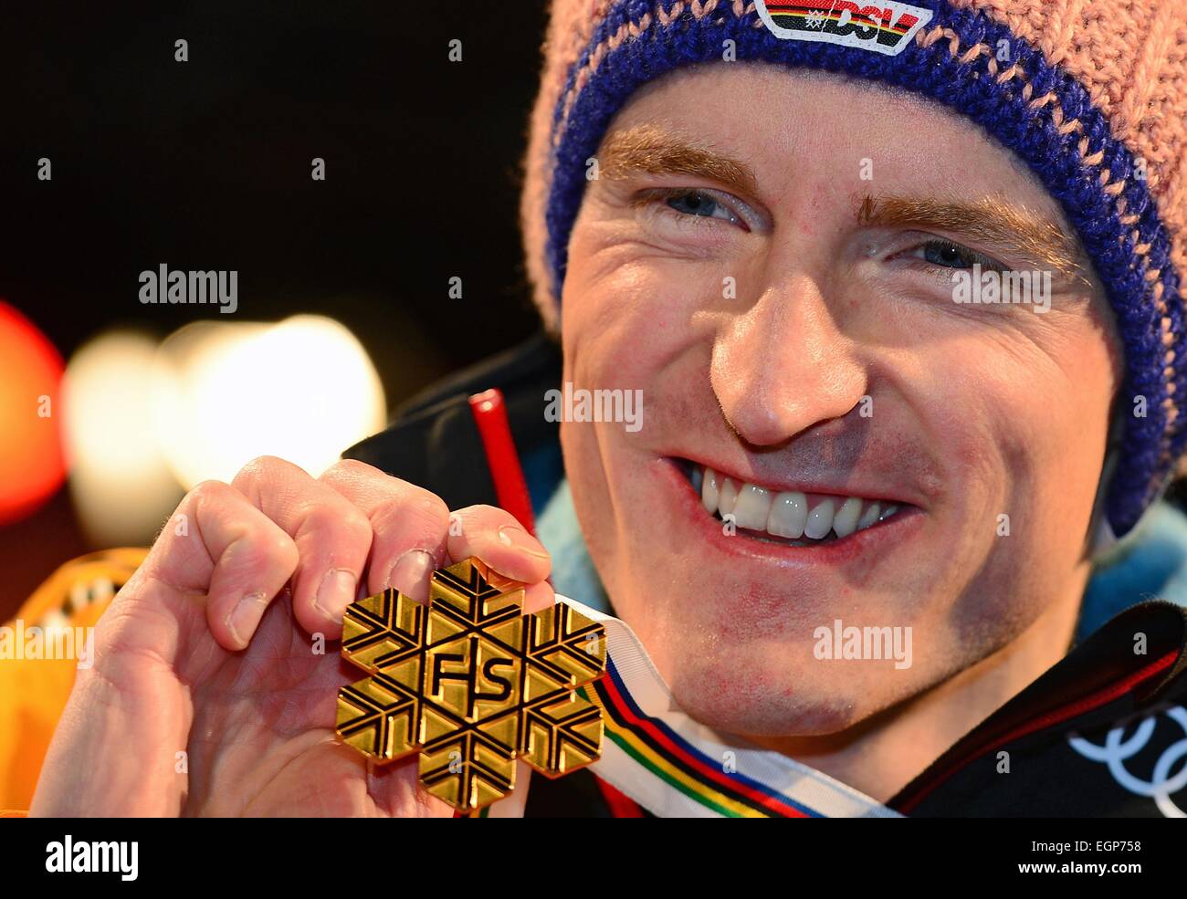Falun, Schweden. 27. Februar 2015. Severin Freund Deutschland zeigt