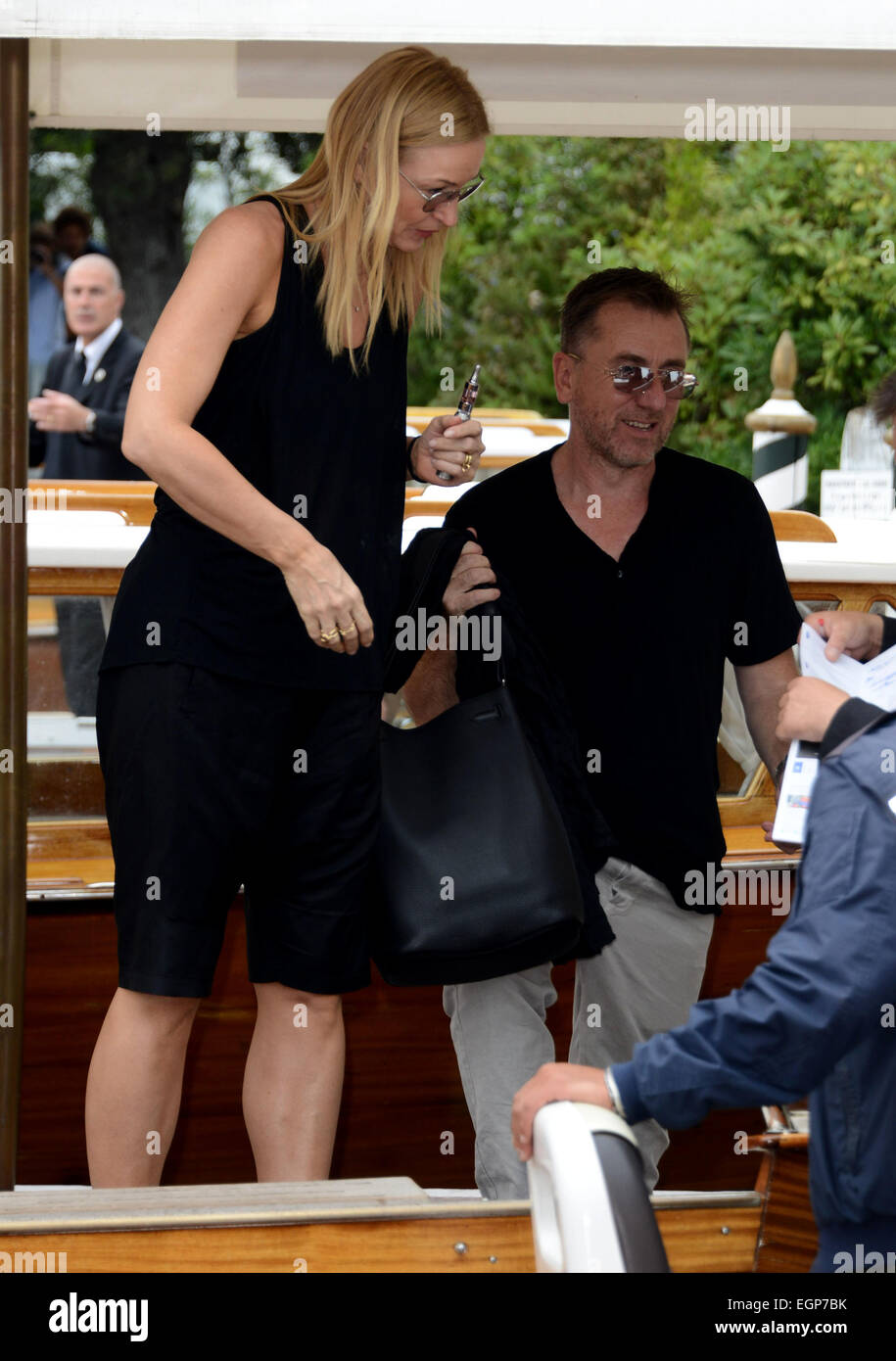 Tim Roth und Frau Nikki Butler gesichtet, Ankunft zum 71. Filmfestival von Venedig, die Morgen beginnt (27 Aug 14).  Mitwirkende: Tim Roth, Nikki Butler wo: Venedig, Italien bei: 26. August 2014 Stockfoto