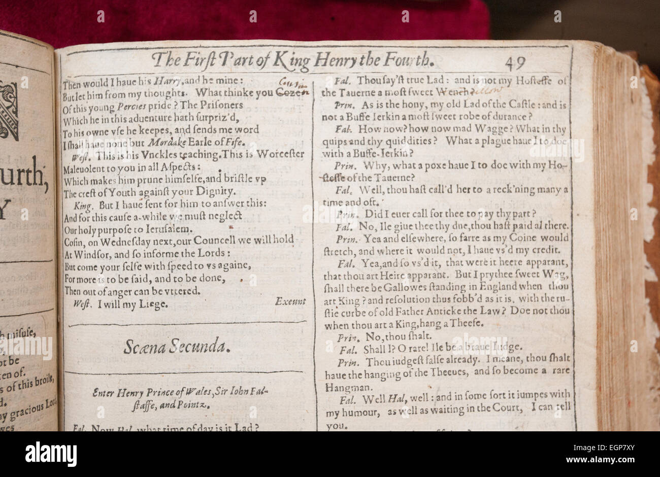 Saint-Omer First Folio von William Shakespeare auf Shakespeares Globe, London im Jahr 2016 ausgestellt Stockfoto