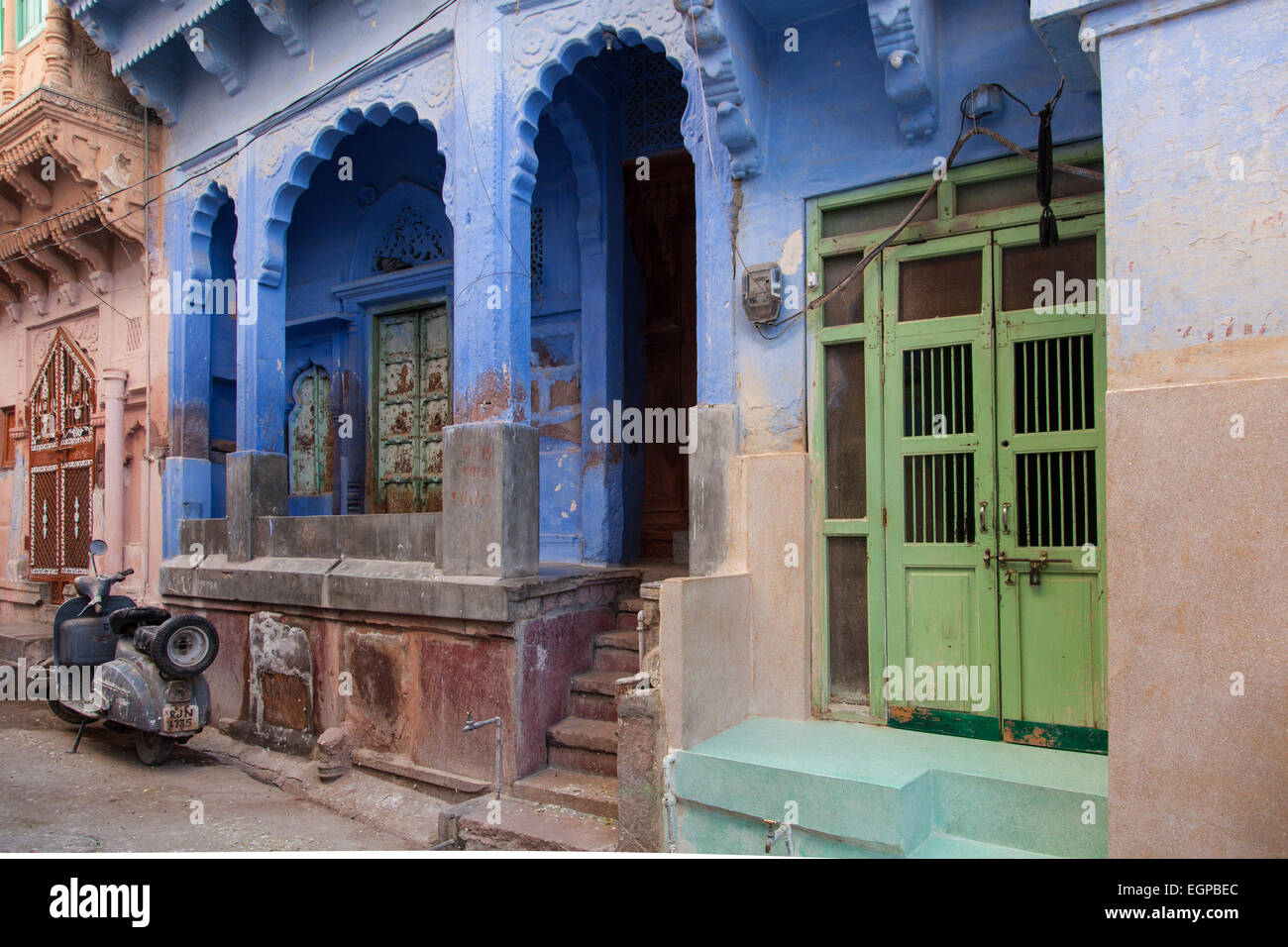 bunten blauen Haus in Jodhpur, Rajasthan, Indien Stockfoto