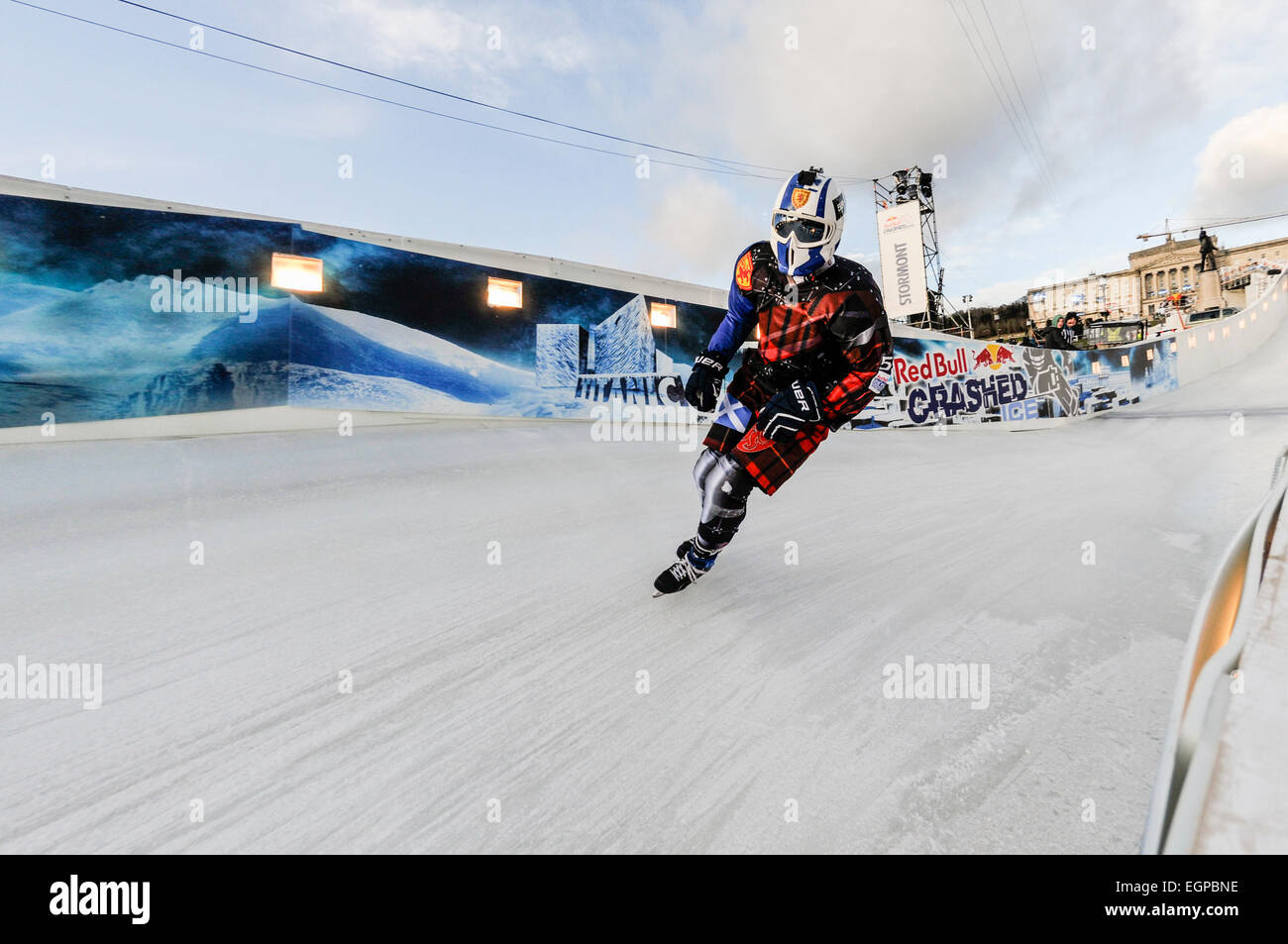 Belfast, Nordirland. 20.02.2015 - Praktiken Red Bull Crashed Eis Team-Wettbewerb Stockfoto