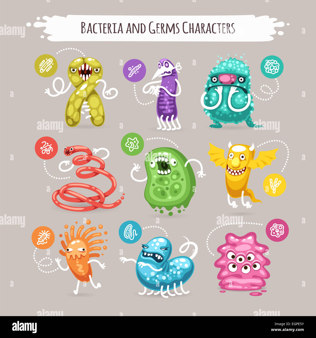 Bakterien und Keime Figuren Set Stockfoto