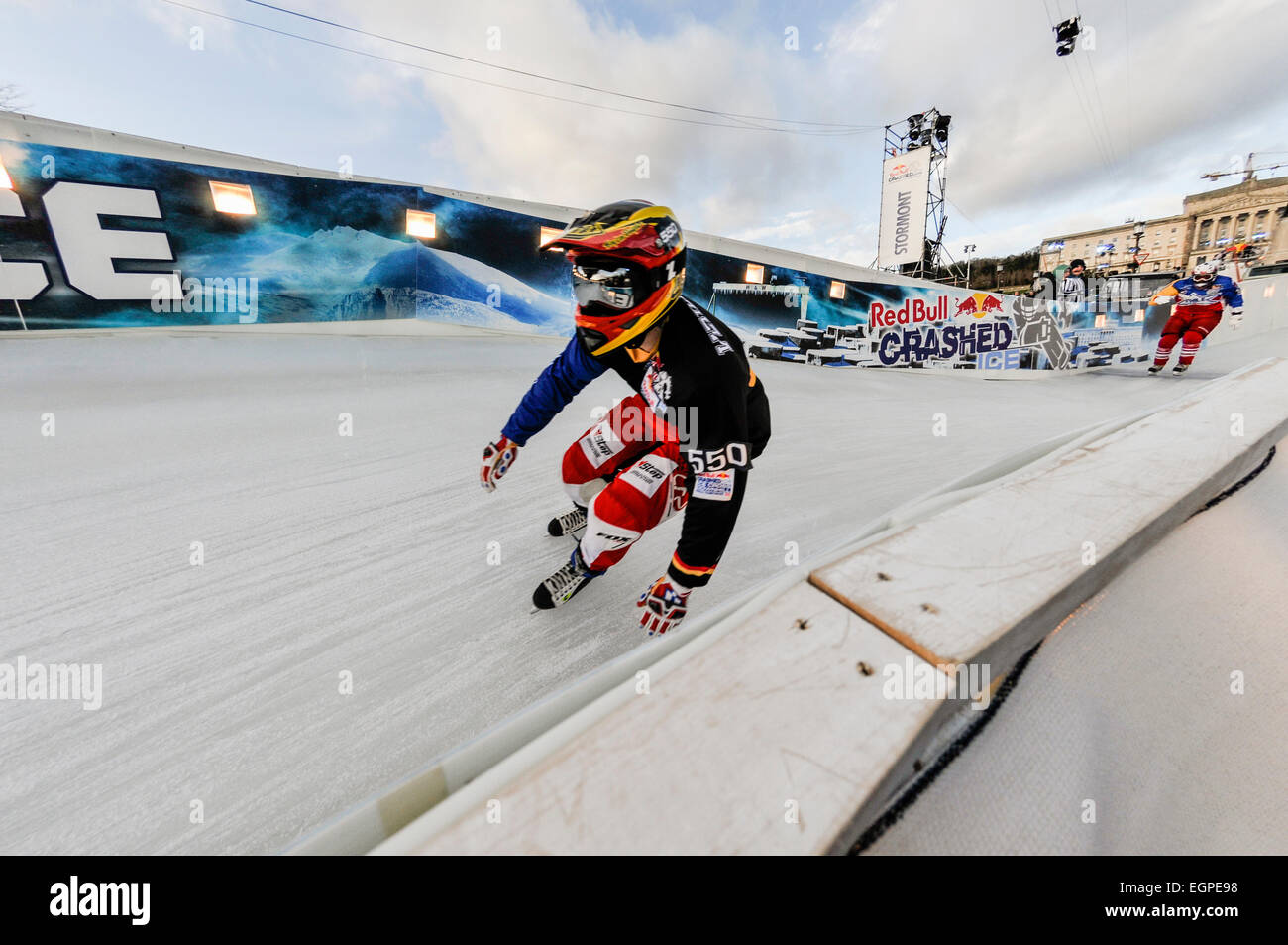 Belfast, Nordirland. 20.02.2015 - Praktiken Red Bull Crashed Eis Team-Wettbewerb Stockfoto