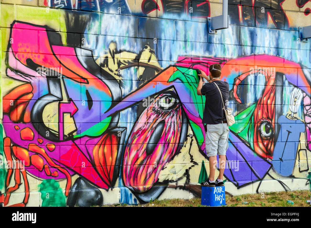 Guy Malerei Graffiti in Wien, Österreich Stockfoto