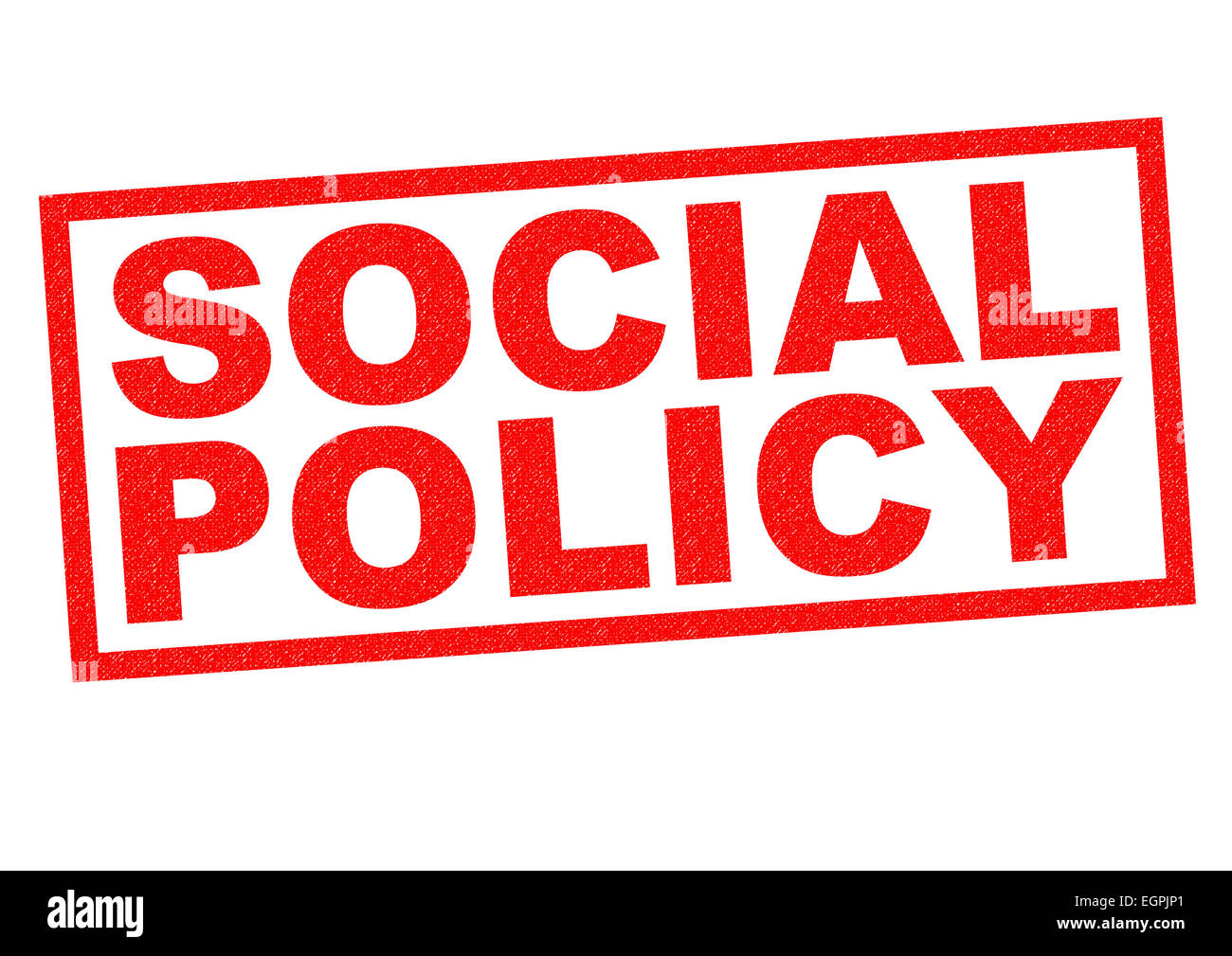 Sozialpolitik, die roten Stempel auf einem weißen Hintergrund. Stockfoto