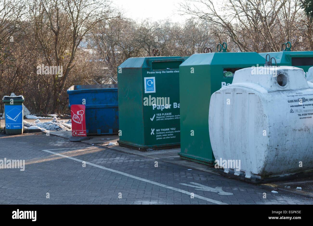 Inländischen Haushalt Abfallsammlung und recycling-Zentrum in Großbritannien. Stockfoto