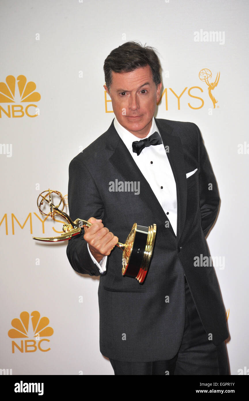 LOS ANGELES, CA - 25. August 2014: Stephen Colbert auf der 66. Primetime Emmy Awards im Nokia Theatre L.A. Live Downtown Los Angeles. Stockfoto