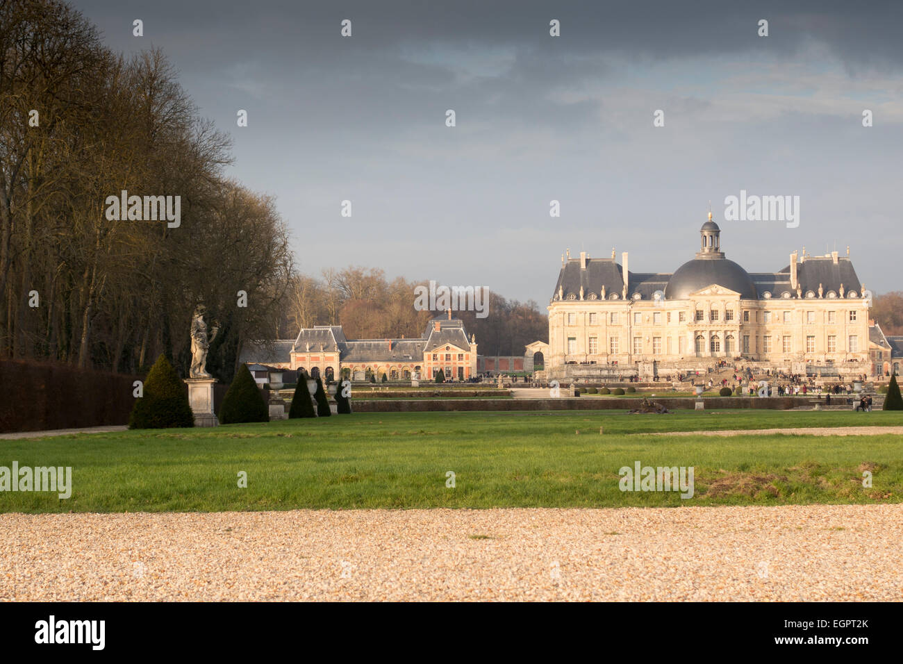 Chateau de Vaux-le-Vicomte im Winter, Maincy, Frankreich Stockfoto