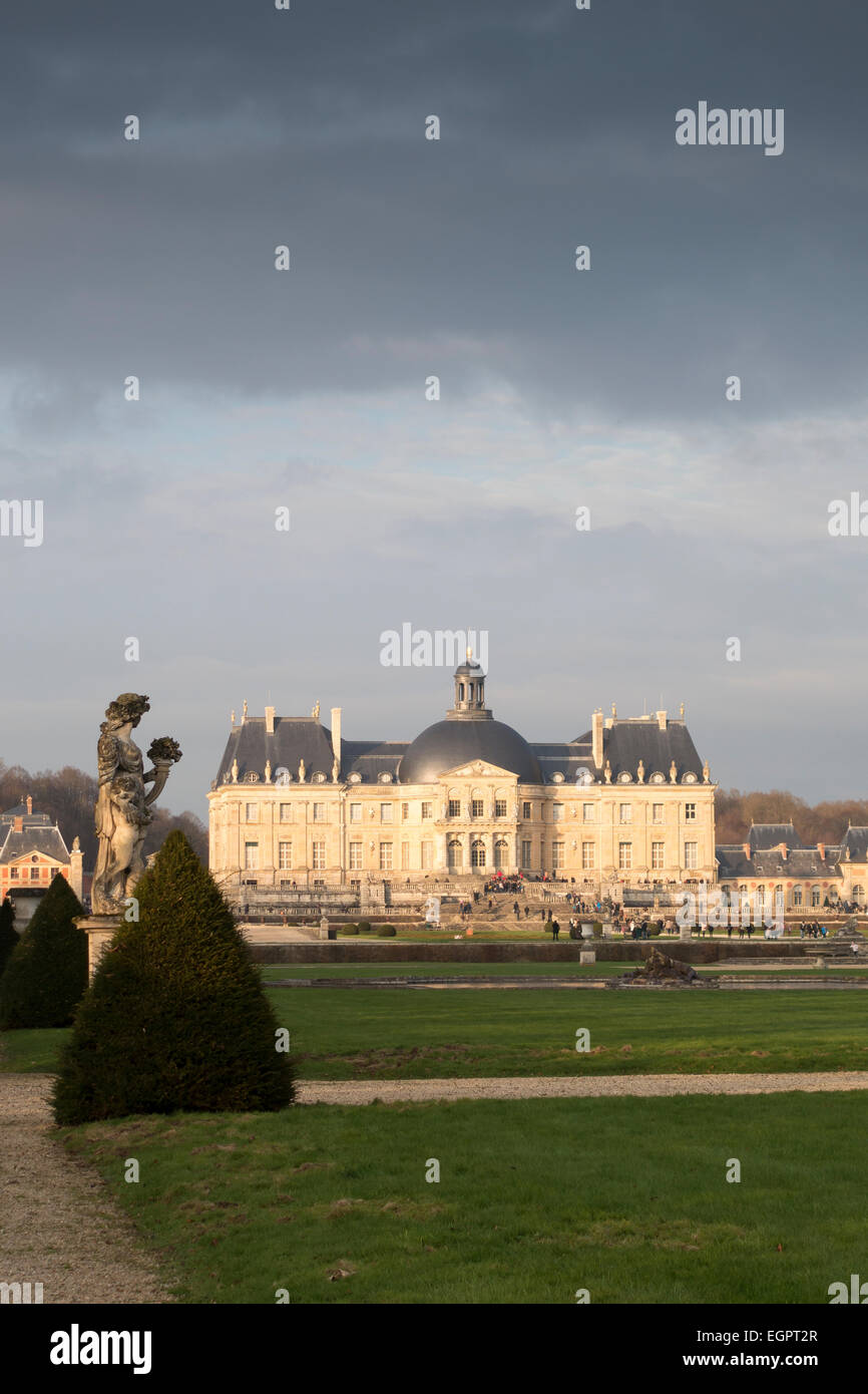 Chateau de Vaux-le-Vicomte im Winter, Maincy, Frankreich Stockfoto