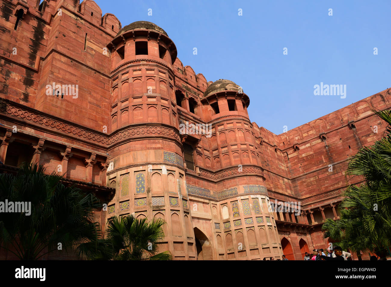 Agra Fort Indien innen bunt Architectural Gebäudeansicht Stockfoto