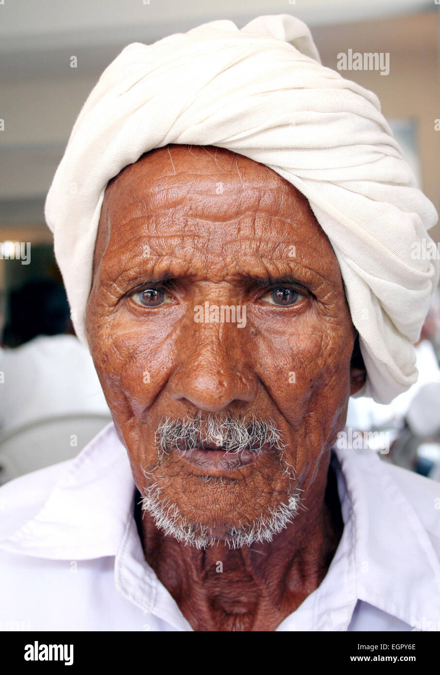 Closeup Portrait des indischen alte Bauer am April 14,2012 In Hyderabad, Indien. Stockfoto