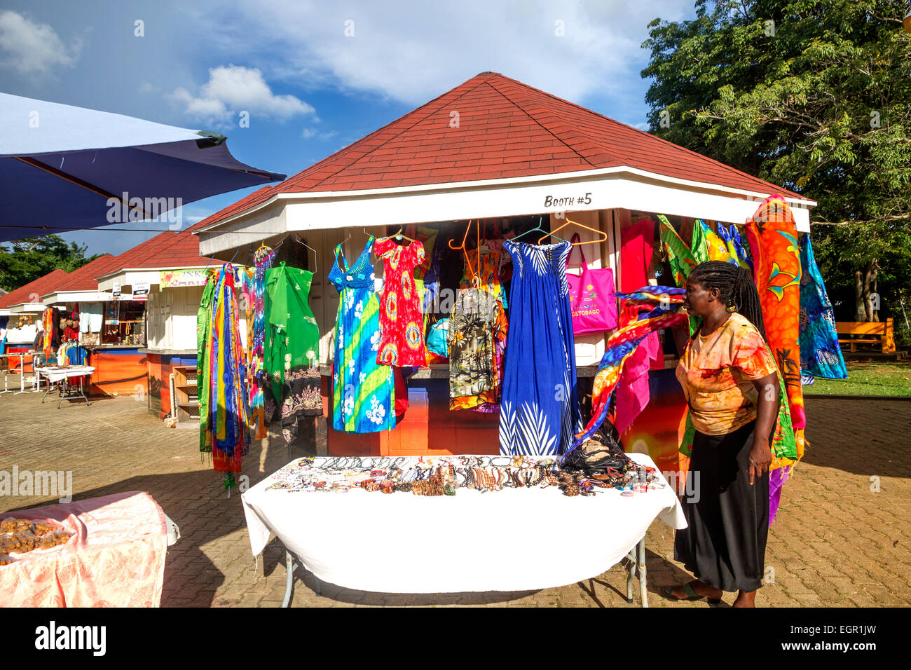 Kleinen Markt am Pigeon Point auf Insel von Tobago Westindien Stockfoto