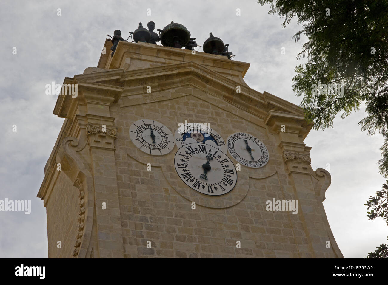 Uhrturm am Präsidentenpalast, Valletta, Malta Stockfoto
