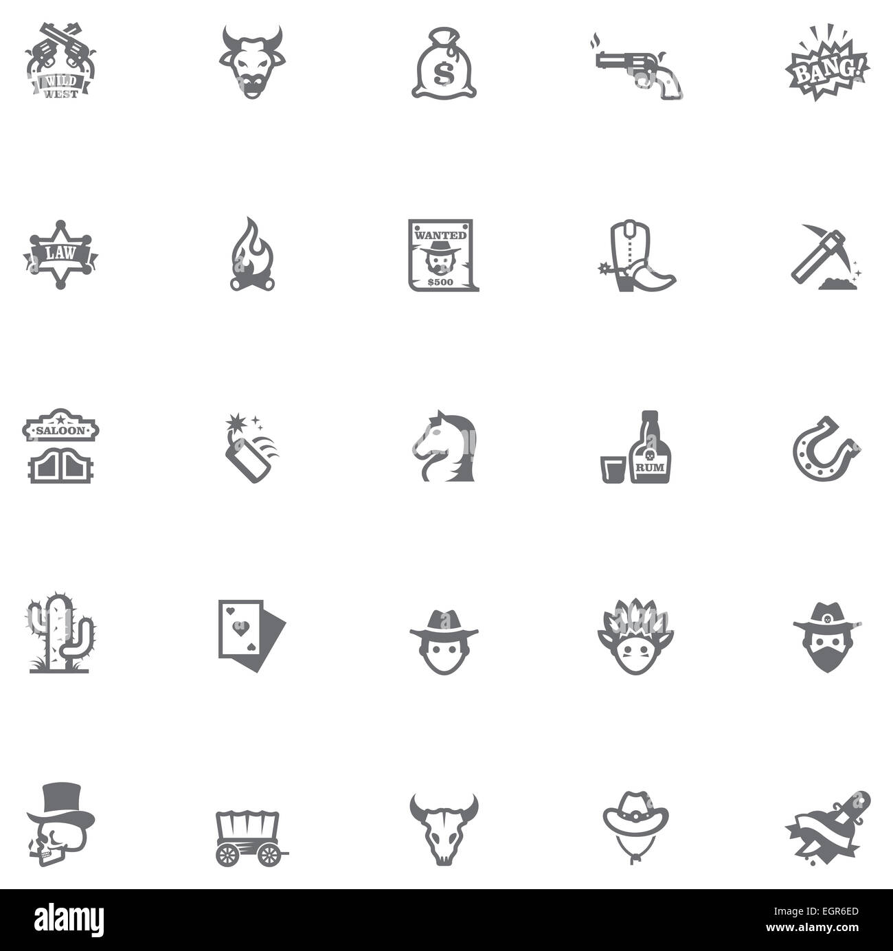 Wild-West-Icon-set Stockfoto