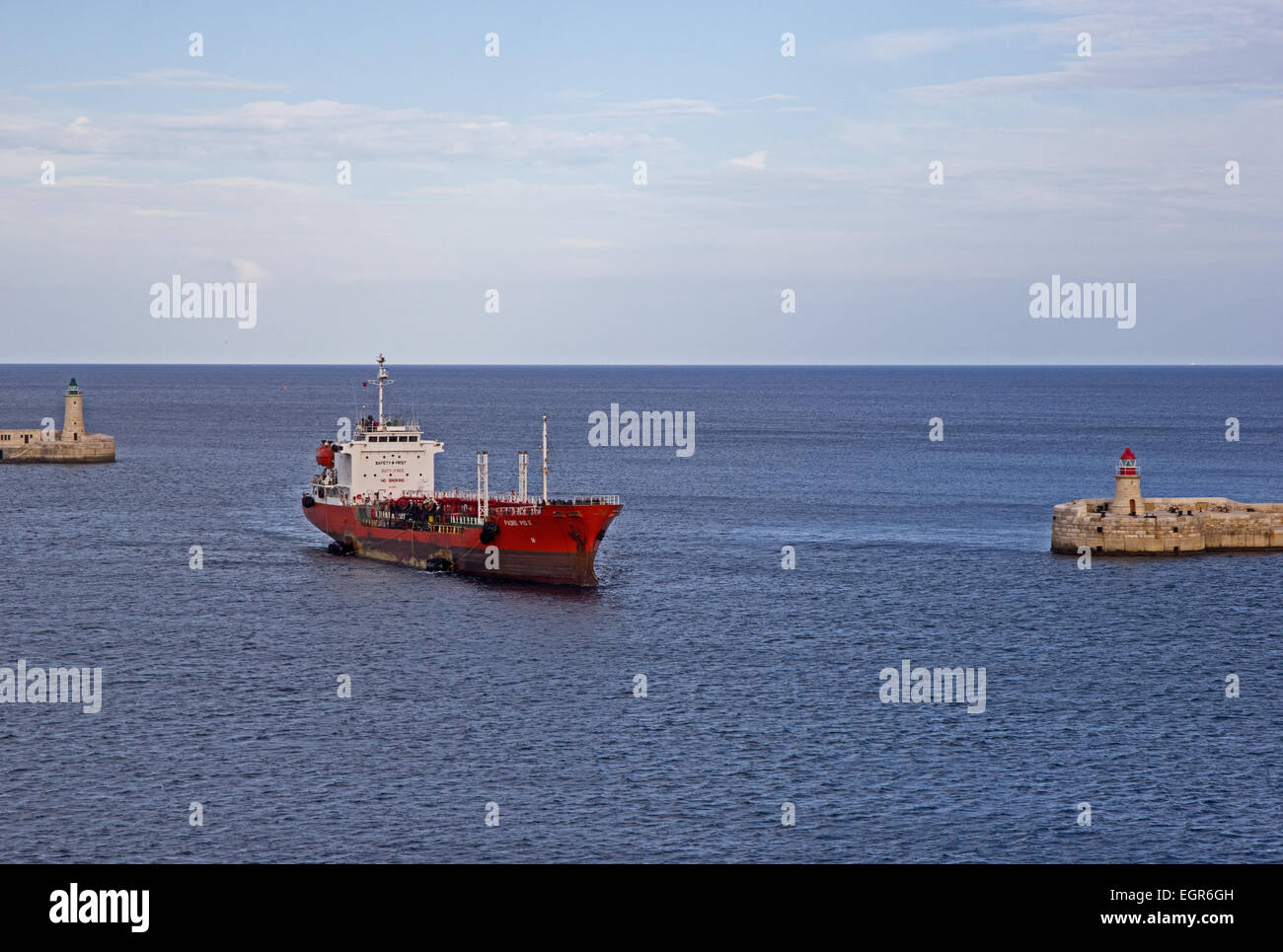 Bunkern Tanker, Padre Pio III, in Hafen von Valletta, Malta Stockfoto