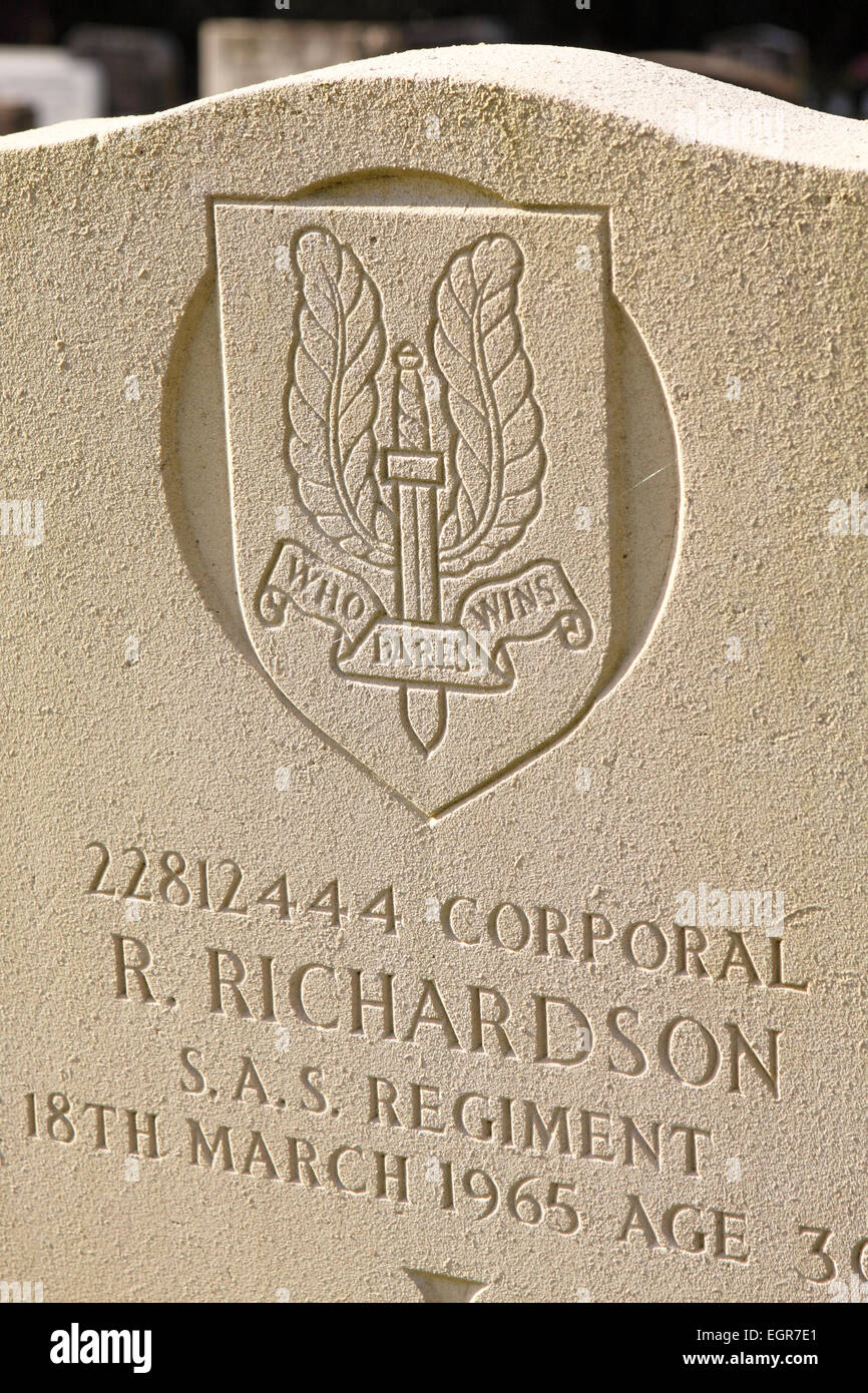 Special Air Service Regiment unterhalten die SAS eine Grabstelle am St.-Martins-Kirche in Hereford für die gefallenen Kameraden Stockfoto