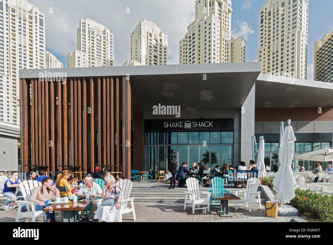 Shake Shack Restaurant im The Beach in Jumeirah Beach Residence (JBR) Dubai VAE Stockfoto