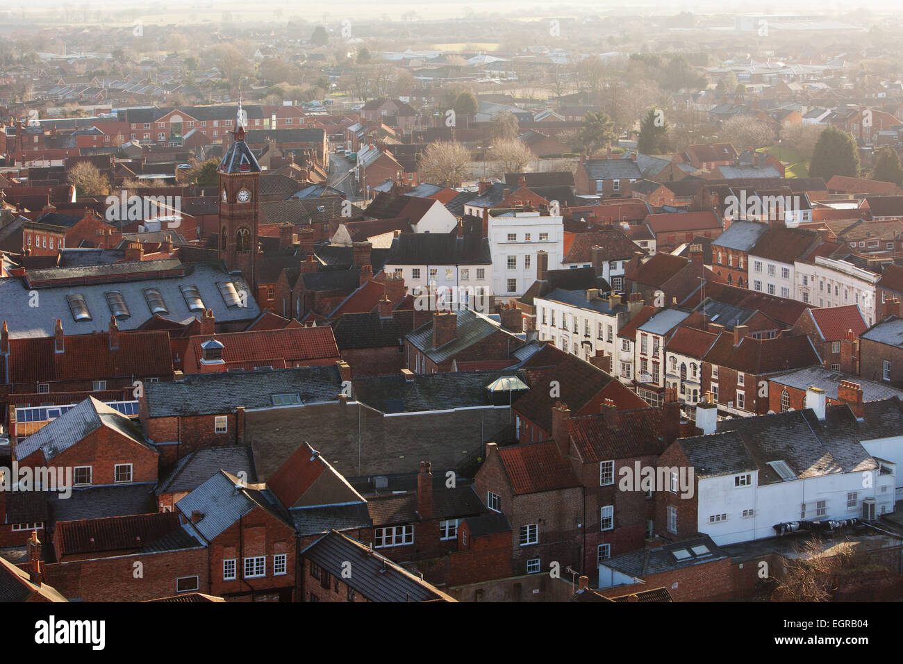 Der Markt Stadt von Louth, bekannt als "The Capital of Lincolnshire Wolds". Februar 2015. Stockfoto