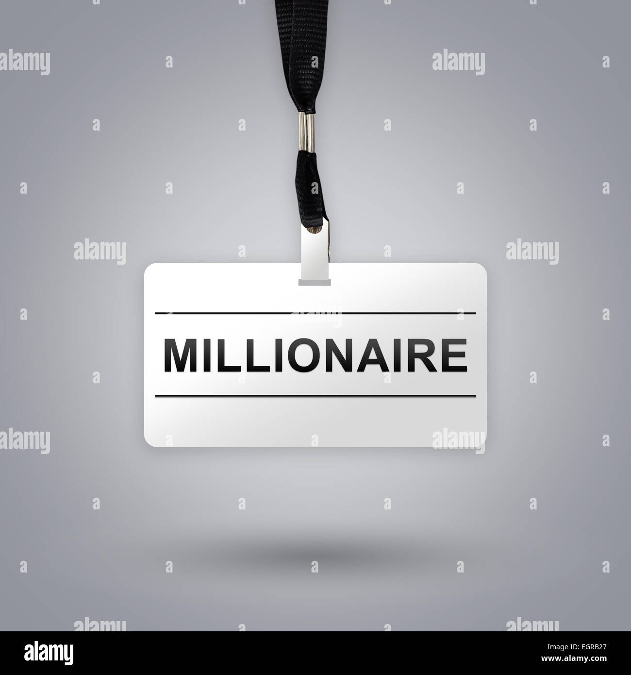 Millionär auf Abzeichen mit grauen Hintergrund mit radialen Farbverläufen Stockfoto