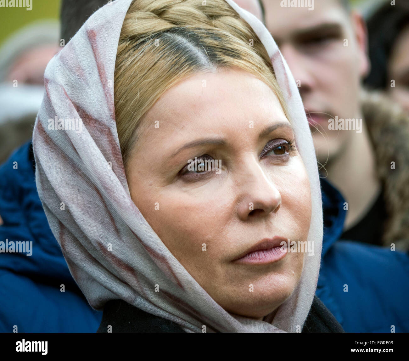 Kiew, Ukraine 1. März 2015. Yulia Timoshenko während der Rallye. -Aktivisten fordern, dass die Freigabe der ukrainischen Regierung zwingt pilot Nadiya Savchenko aus dem russischen Gefängnis. Nadiya Savchenko während seiner Zeit mit der ukrainischen Regierungskräfte wurde am 17. Juni durch pro-russischen Kämpfer der selbsternannten Volksrepublik Luhansk erobert und Wesen bleibt im russischen Gefängnis, beschuldigte der angebliche Verwicklung in den Tod von zwei russischen Journalisten Credit: Igor Golovnov/Alamy Live News Stockfoto