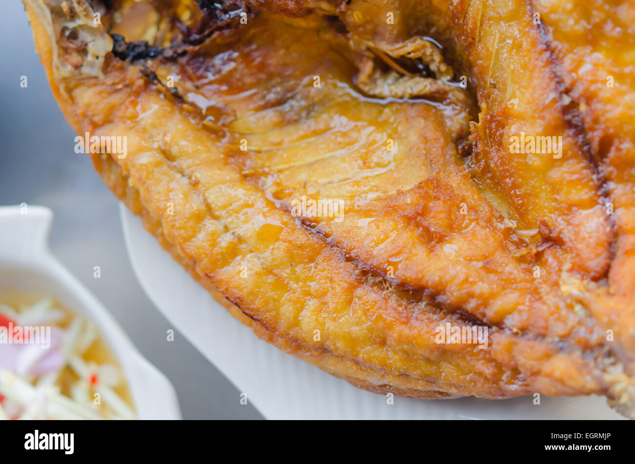 Fischgericht - frittiertem Fisch hautnah Stockfoto