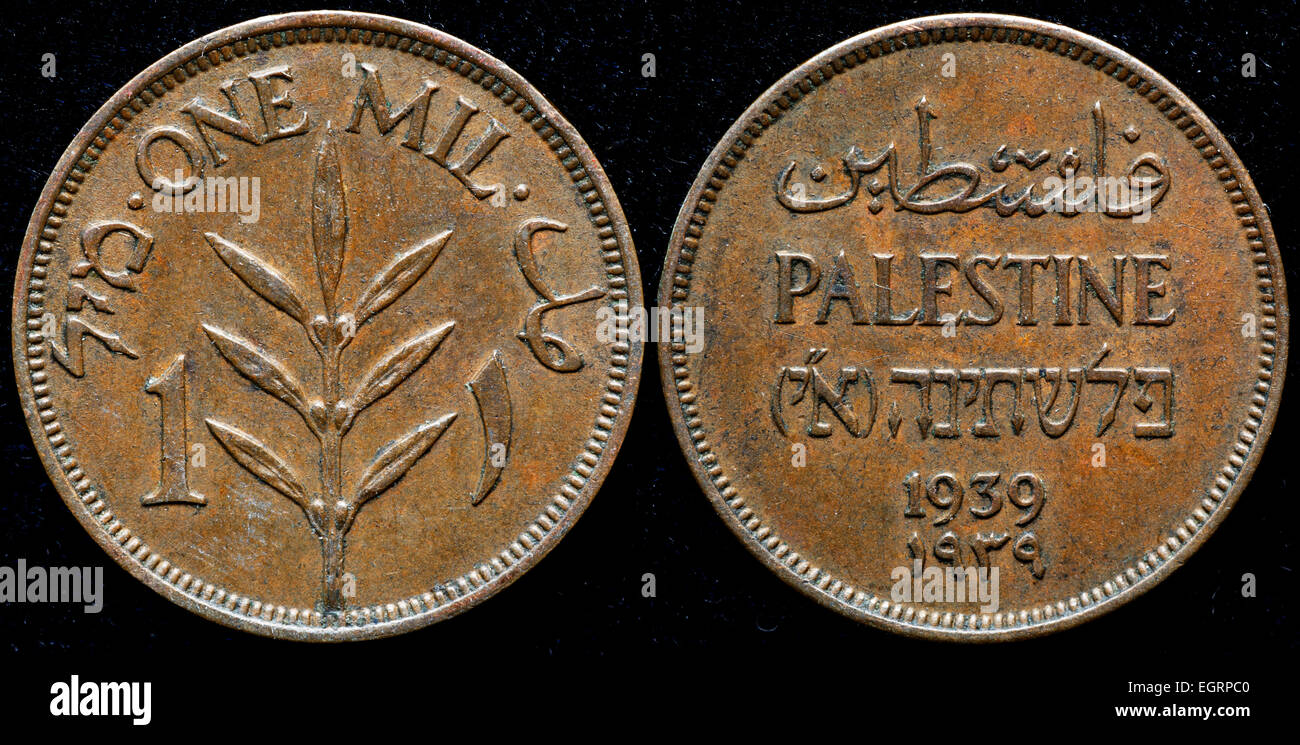 1 Mil Münze, Palästina, 1939 Stockfoto