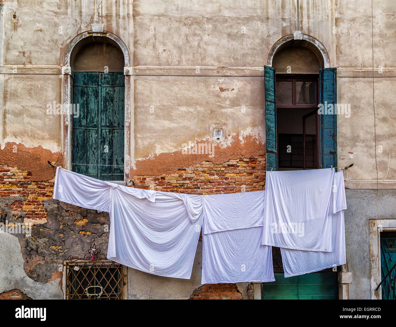 Waschen Trocknen in Venedig Stockfoto