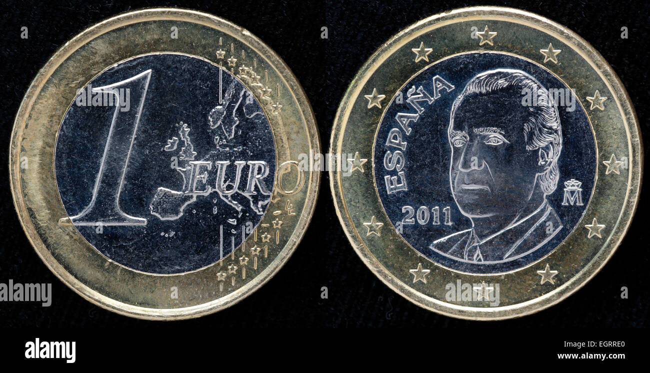 1 Euromünze, Spanien, 2011 Stockfoto