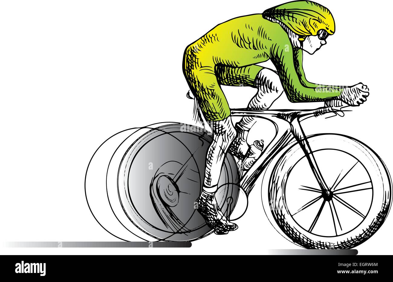 Eine handgezeichnete Abbildung (Strichzeichnungen) - Radfahren - Radfahrer Stock Vektor