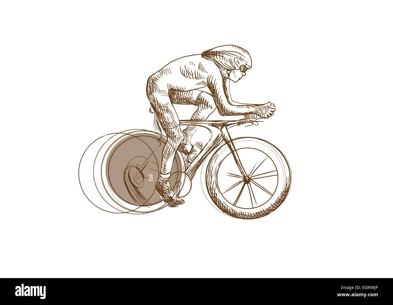 Eine handgezeichnete Abbildung (Strichzeichnungen) - Radfahren - Radfahrer Stock Vektor