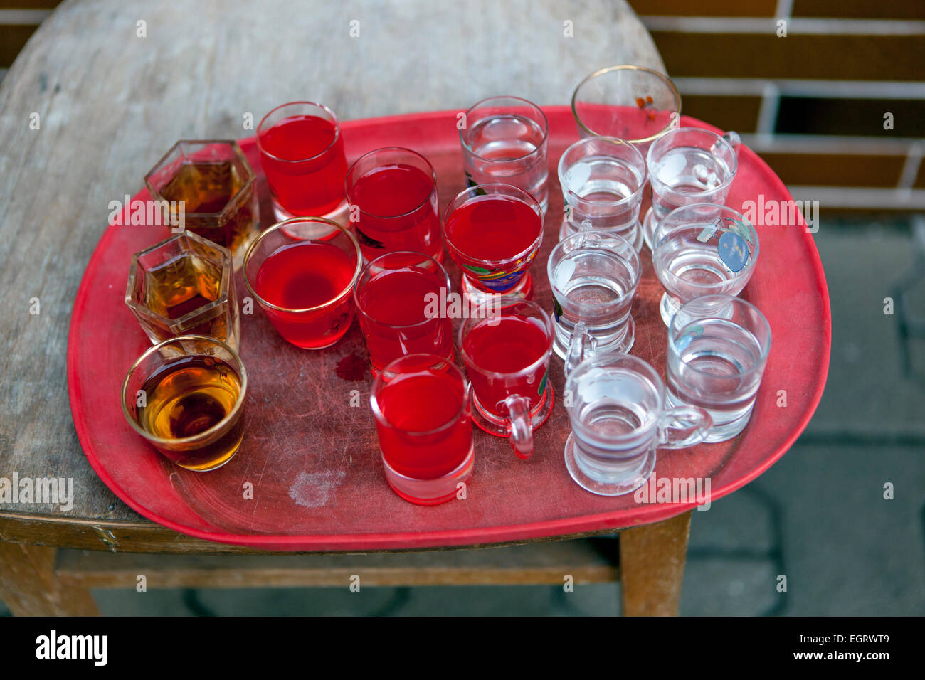 Wodka shots, Alkohol Schüsse Stockfoto