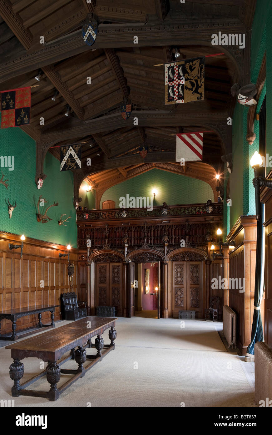 Haupthalle bei Newstead Abbey, Nottinghamshire, England, UK Stockfoto