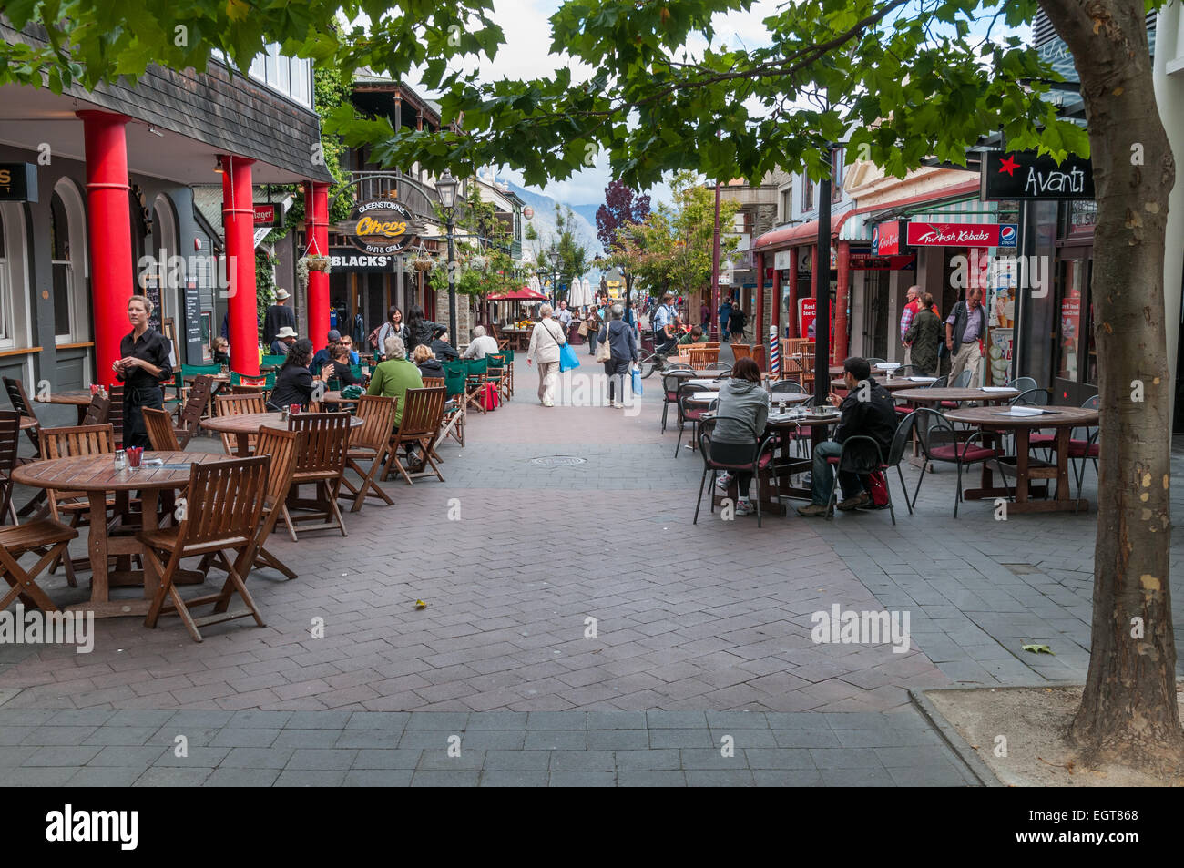 Die Mall, Ballarat Street, Queenstown, Otago, Südinsel, Neuseeland. Stockfoto