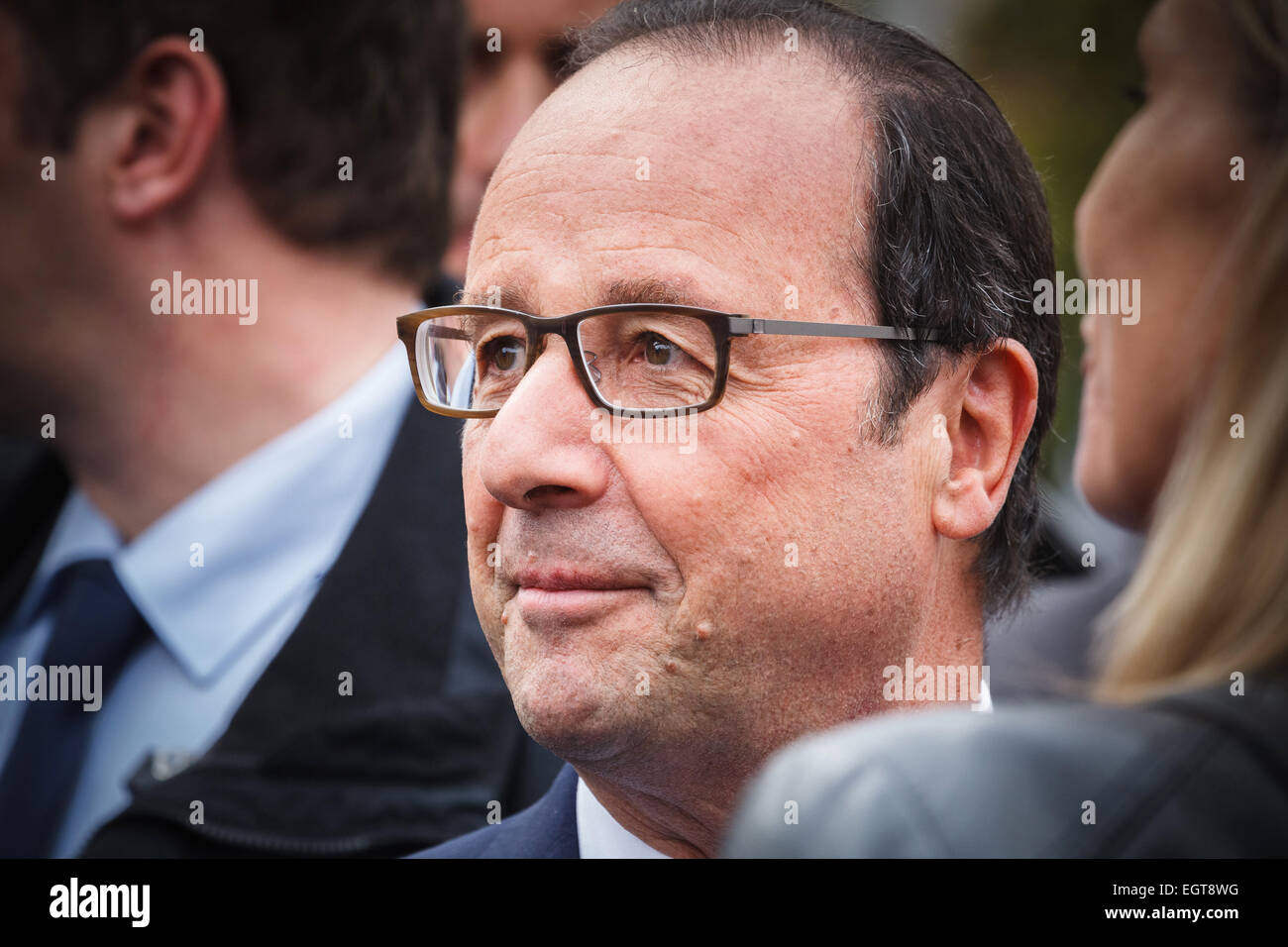 Angoulême (Südwesten Frankreichs), am 2014/10/09: Arbeitsbesuch des französischen Präsidenten François Hollande Stockfoto