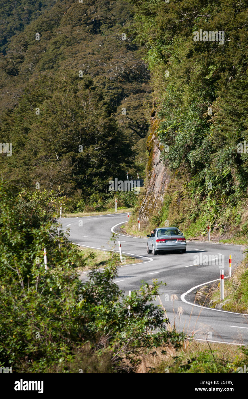 Mount Aspiring Nationalpark am State Highway 6, den Haast Pass, in der südlichen Alpen, West Coast, Südinsel, Neuseeland. Stockfoto