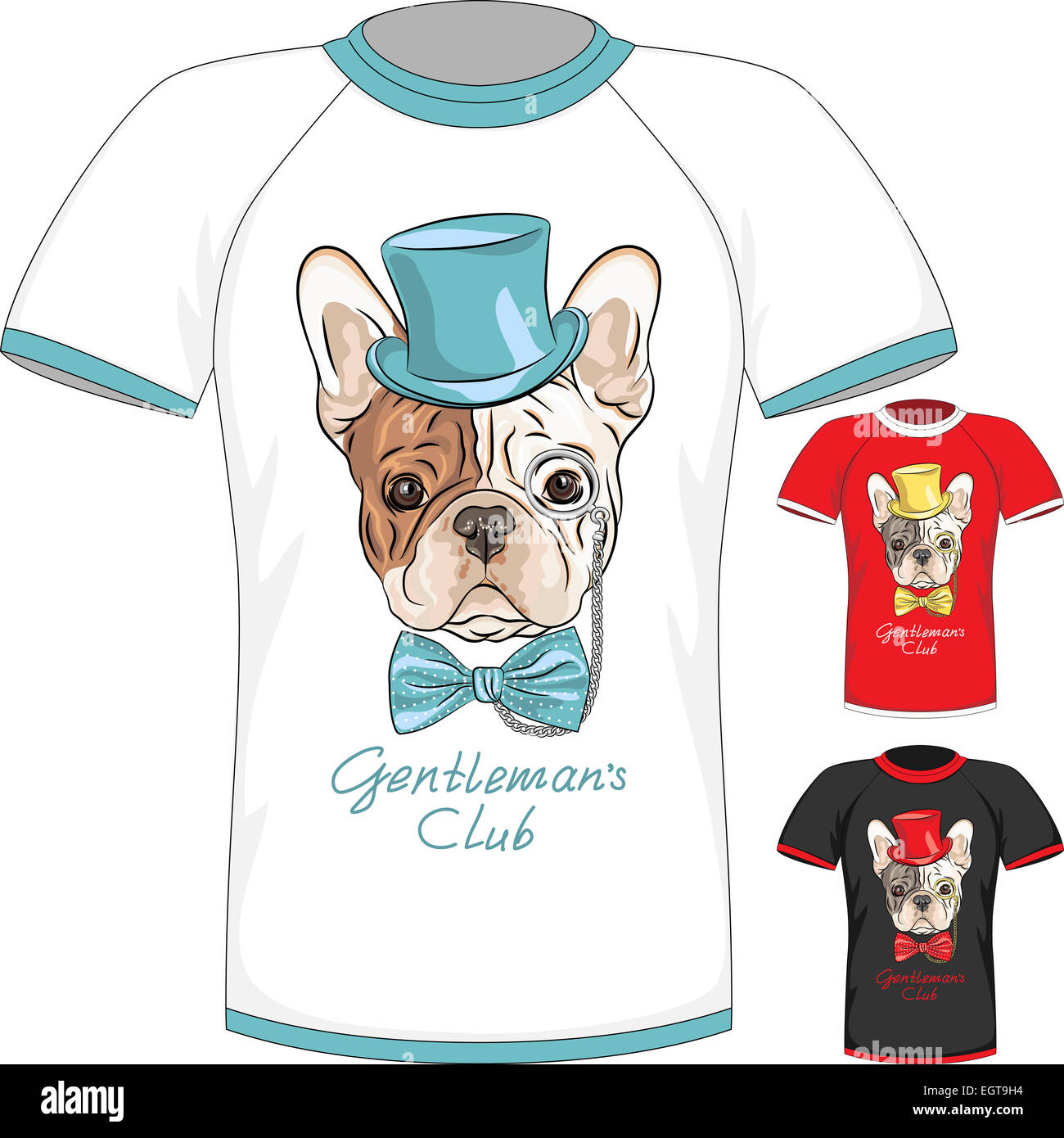 T-Shirt mit französische Bulldogge Hund gentleman Stockfoto
