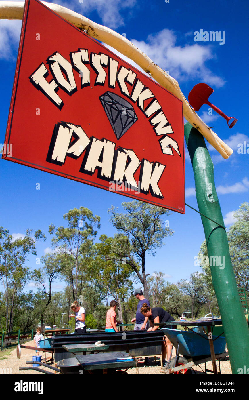 Fossicking Park in Rubyvale in Queensland schrulligen Gemfields region Stockfoto