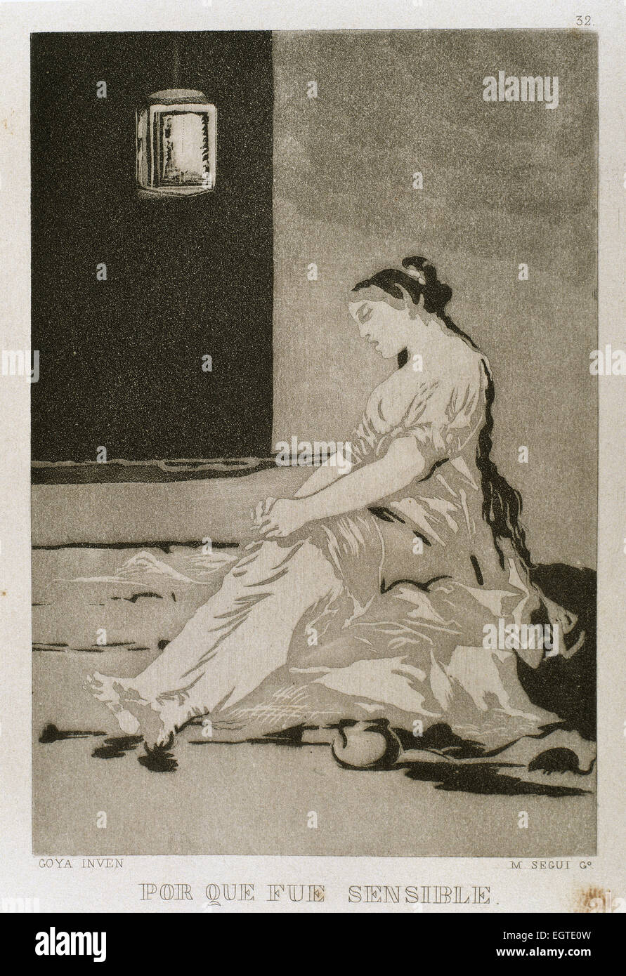 Francisco Goya (1746-1828). Capricen. Tafel 32. Weil sie anfällig war. Prado-Museum. Madrid. Stockfoto