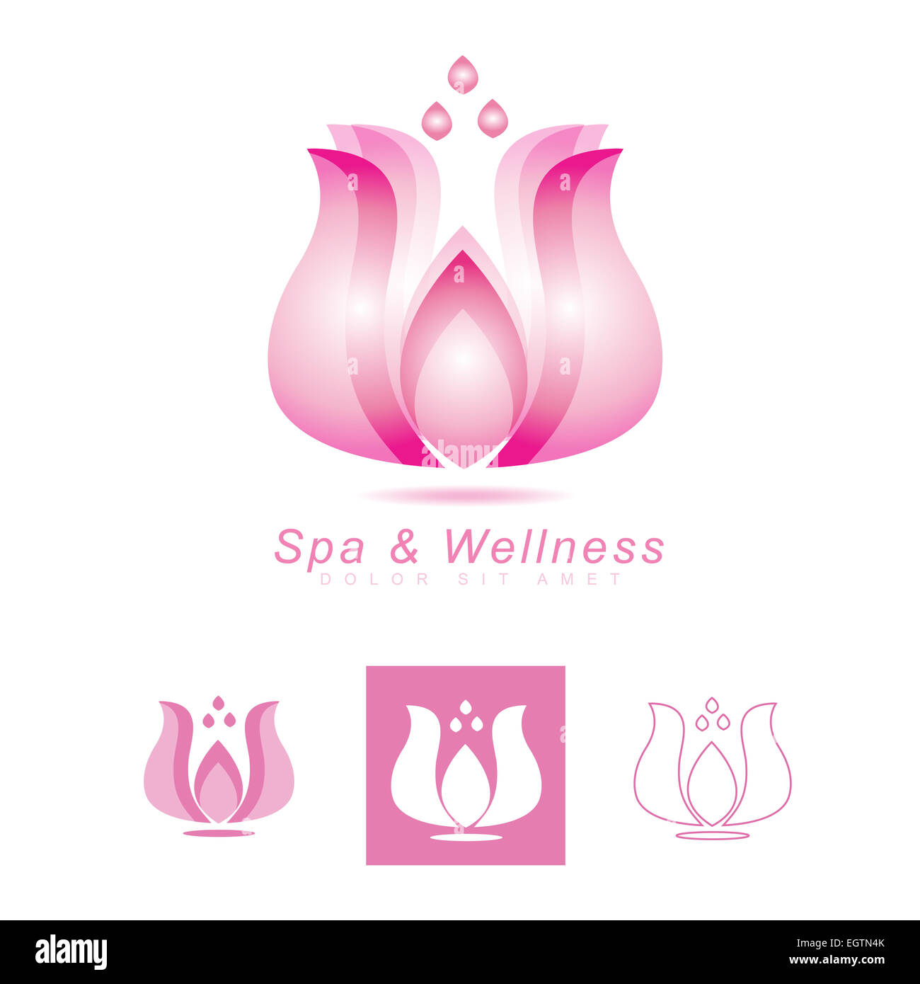 Vektor-Logo-Vorlage einer Lotusblüte für Spa, Wellness oder Yoga studio Stockfoto