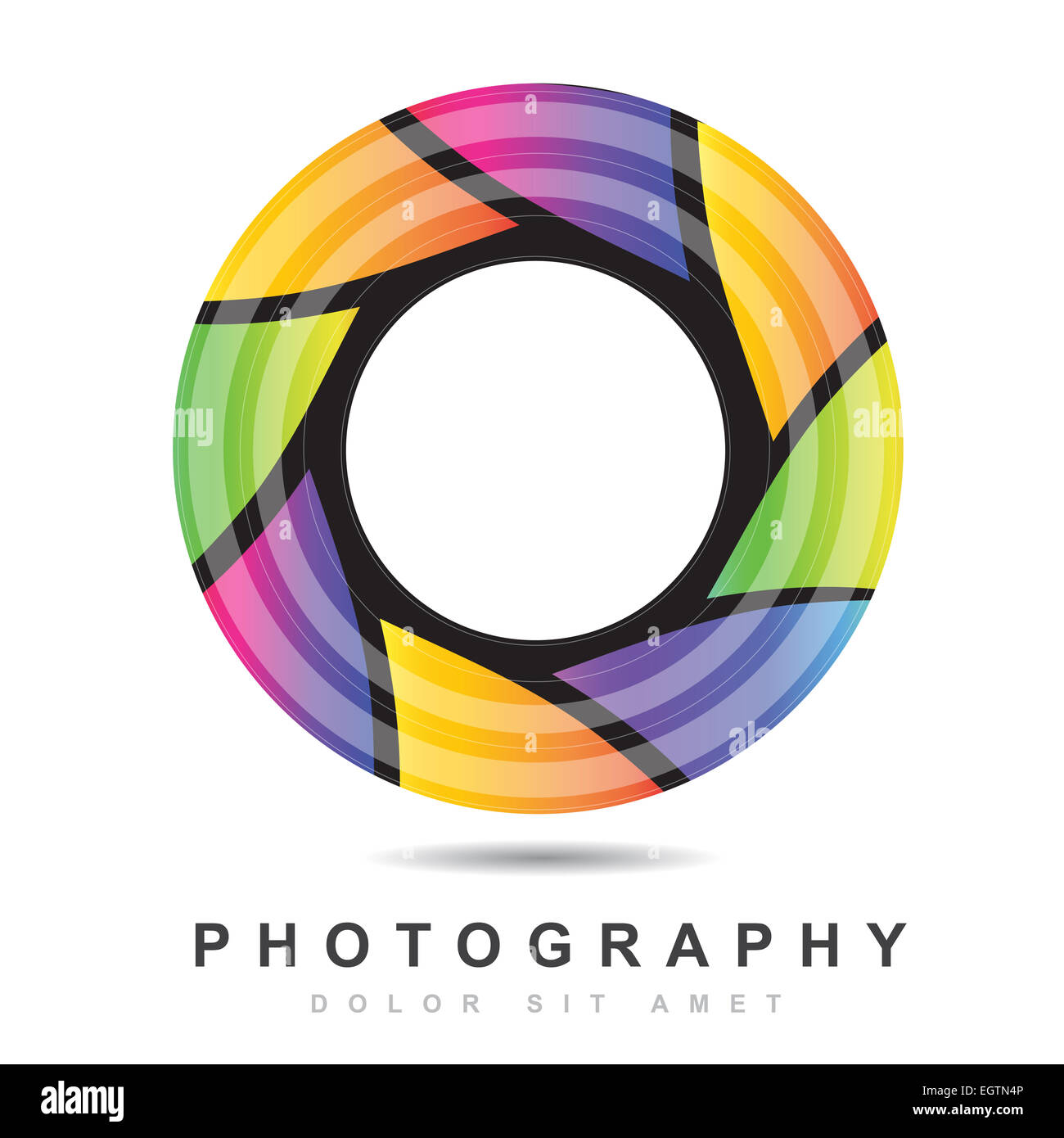 Farbige Logo-Vektor-Design eine Fotografie-Kamera-Membran Stockfoto