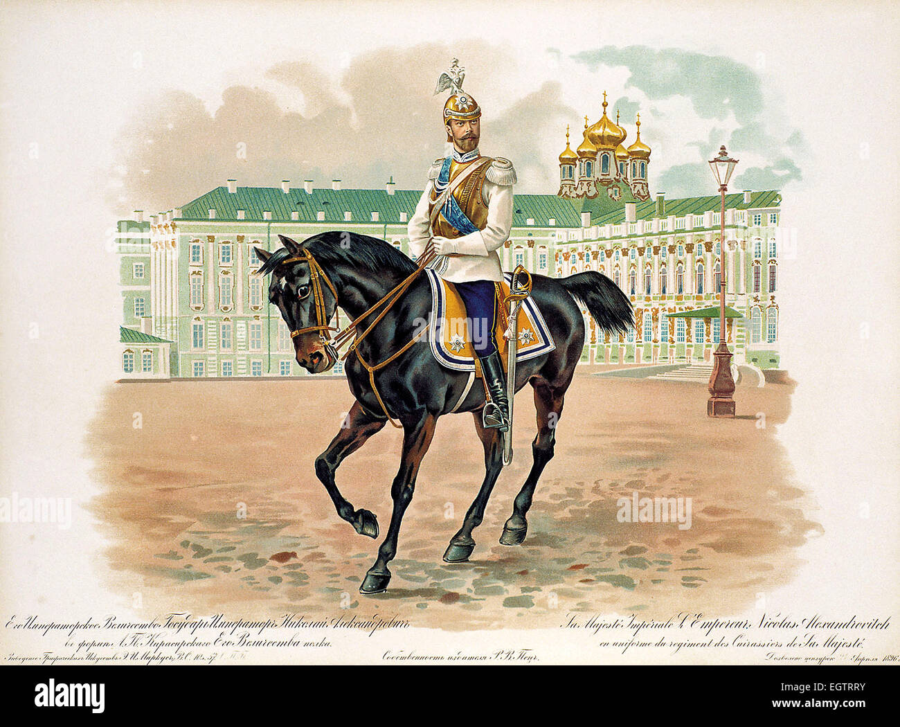 Nikolaus II von Russland in der Uniform eines seiner Majestät Kürassier-Garde-Regiment Stockfoto