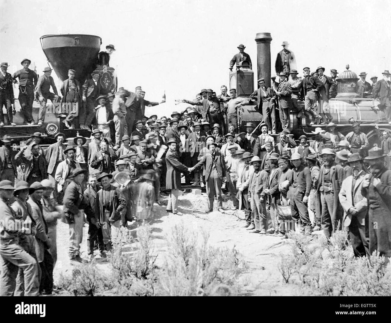 Fertigstellung der ersten transkontinentalen Eisenbahn, Utah, USA Stockfoto
