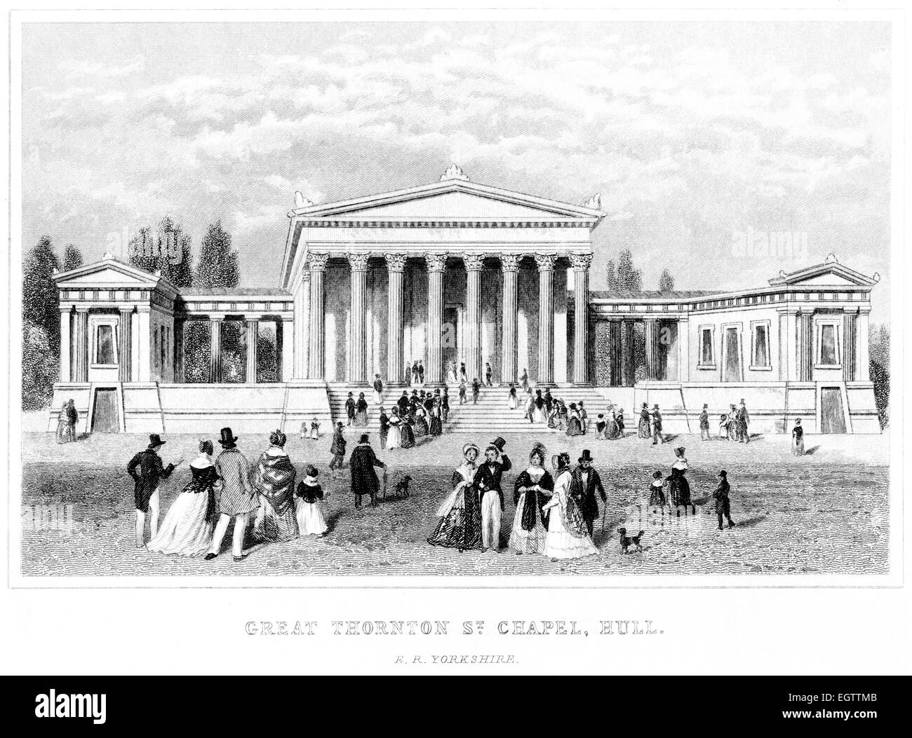 Eine Gravur von Thornton Street Hochkapelle, Hull, E R Yorkshire mit hoher Auflösung aus einem Buch gescannt gedruckt um 1850. Stockfoto