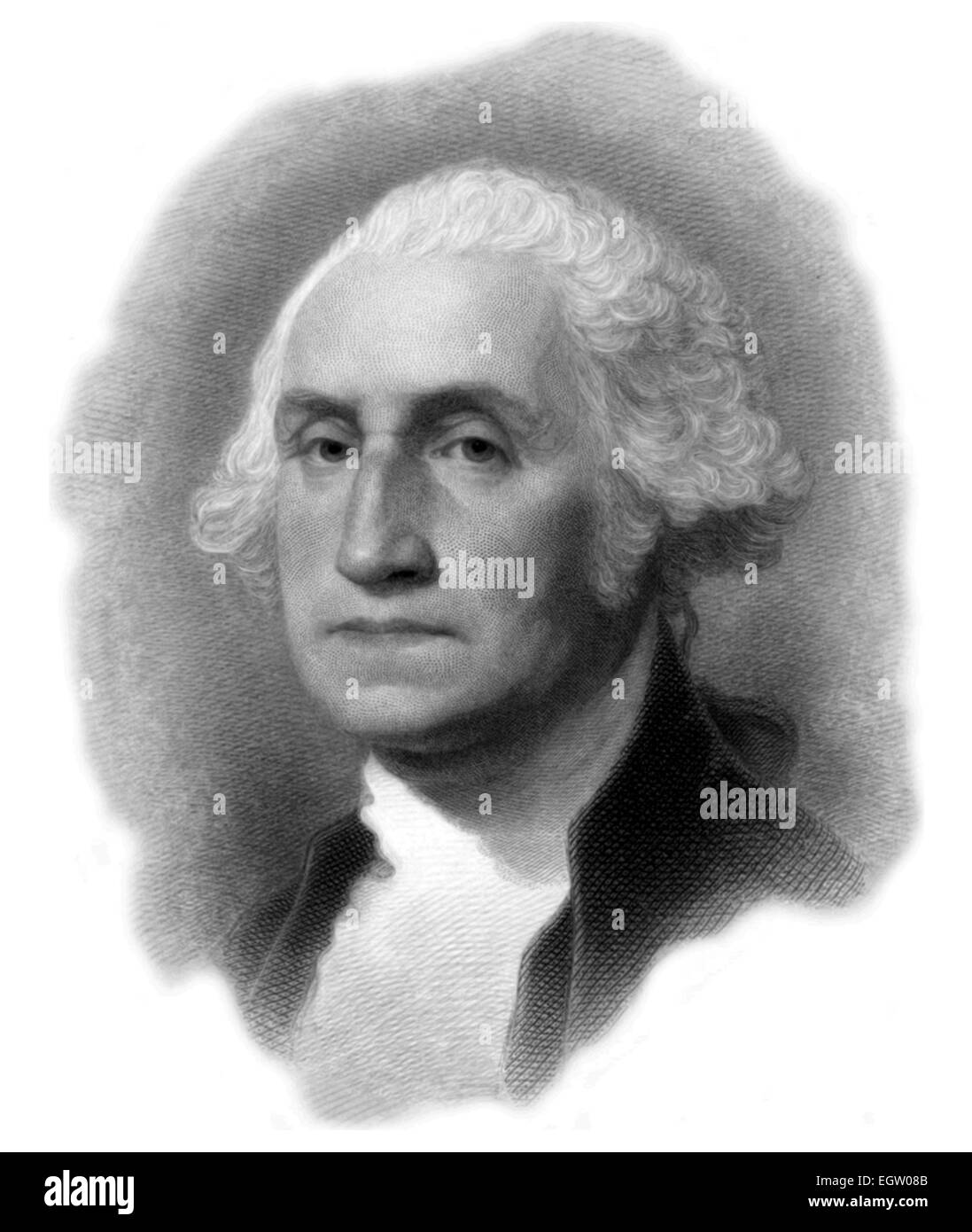 Porträt des amerikanischen Präsidenten George Washington in einem Kupferstich von Gilbert Stuart 1879. Stockfoto