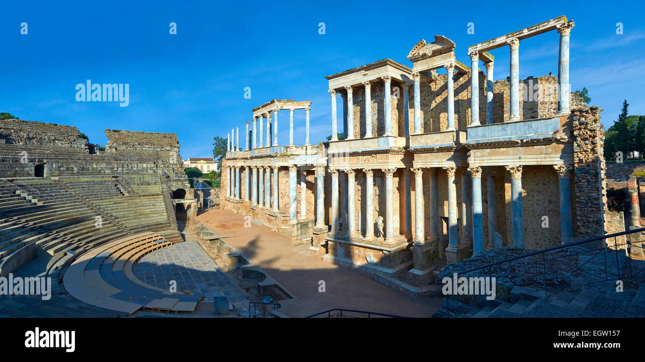 Römische Theater der römischen Kolonie Emerita Augusta, Mérida, Extremadura, Spanien Stockfoto