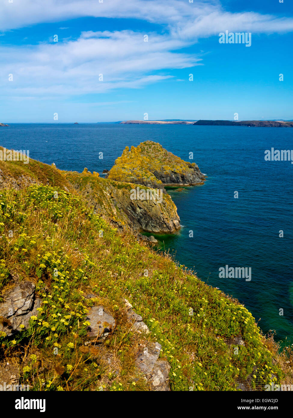 Trevose Head und Mutter Ivey Bay in der Nähe von Padstow in North Cornwall England UK eine Küstenregion beliebt bei Urlaubern im Sommer Stockfoto